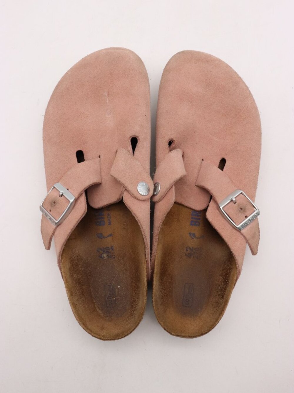 Birkenstock Boston Pink Suede Men's 9 Womens 11 Slip-On Clogs Soft Footbed Strap - Picture 6 of 12